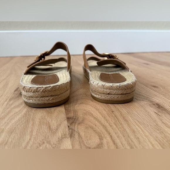 Tory Burch Espadrille Sandals Leather Tan Preppy Size 7.5 - Picture 12 of 14